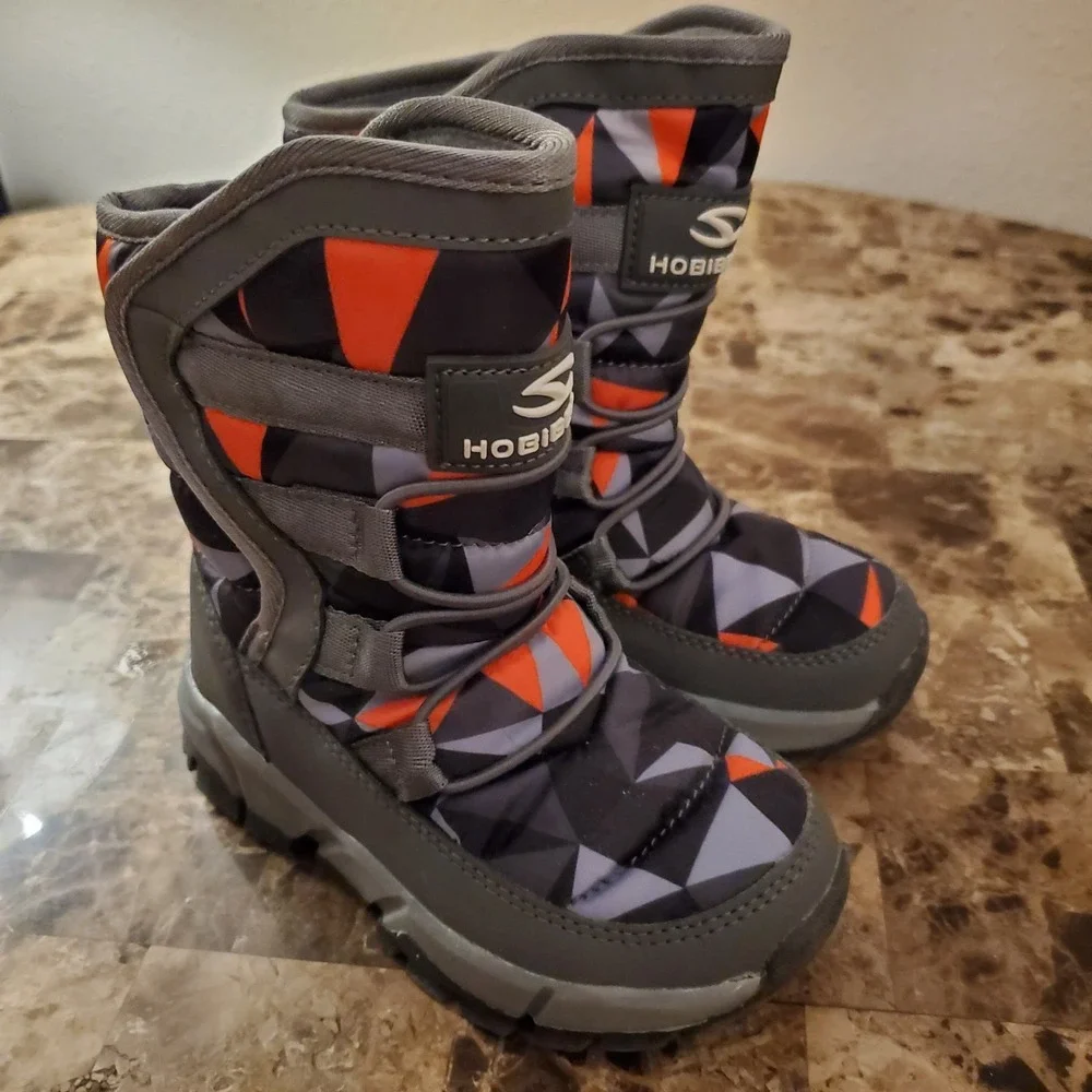 Hobibear Toddler Winter Snow Waterproof Boots Kids Size 26EU/ 9.5US Gray Multi